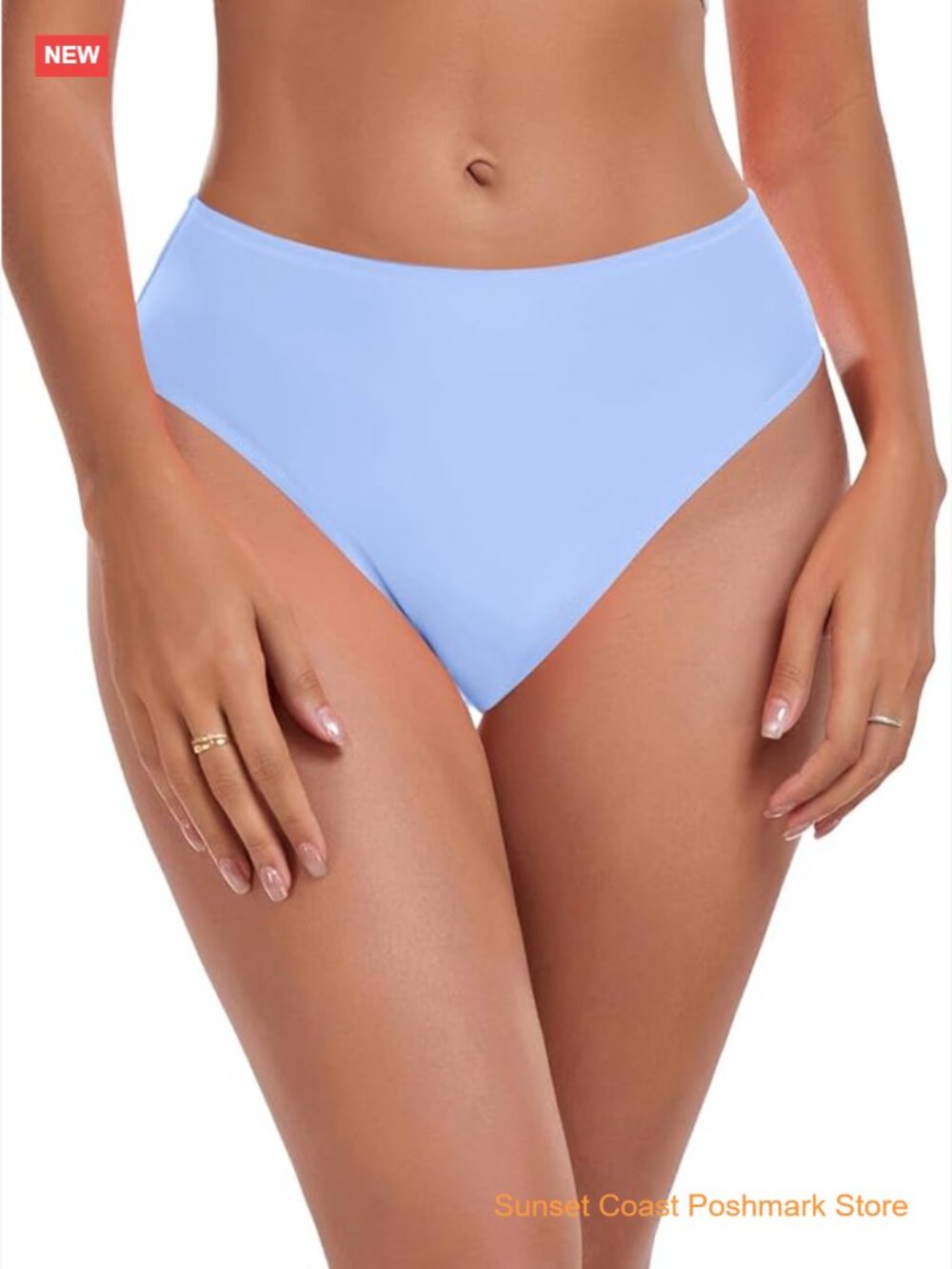 High Cut Cheeky Bikini Bottom High Waisted Pull On Style